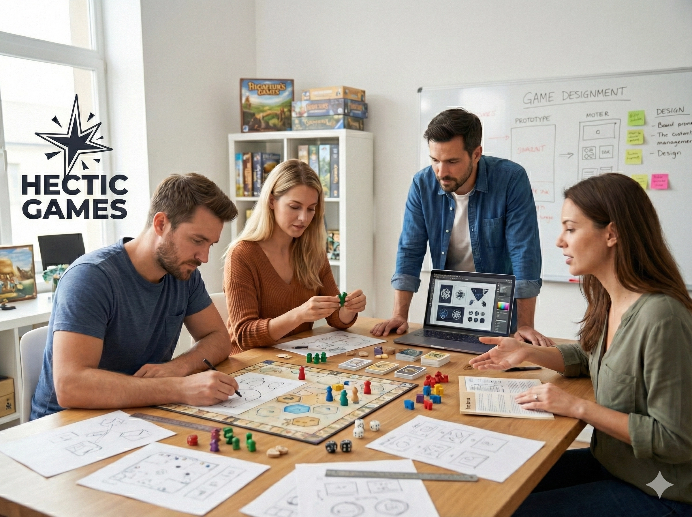 Hectic Games team prototyping board games